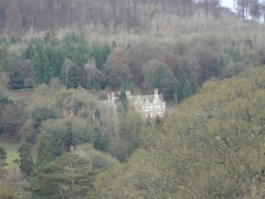 St Peter's Grange at Prinknash Abbey on the side of the hill, sheltered by trees