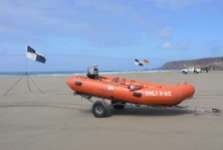 Orange Lifeboat on Porthtowan Beach