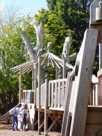 a wooden playground structure