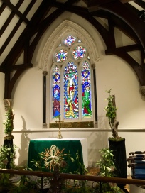Lovely stained glass behind the altar